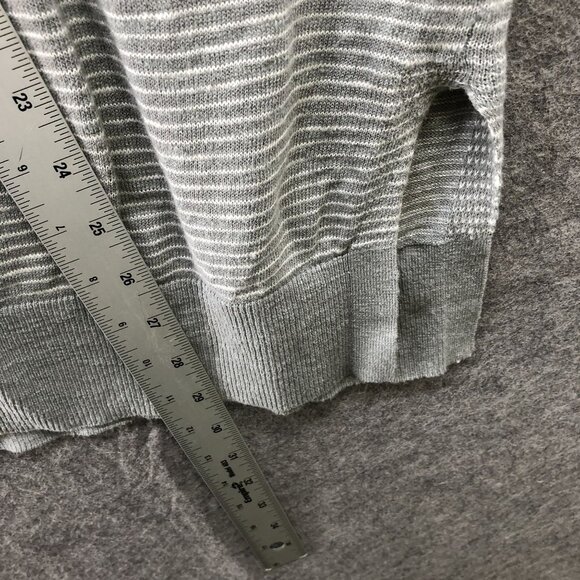 Gap Open Front Cardigan Womens XL Gray Striped Slub Knit Lightweight Side Vents - Picture 6 of 9